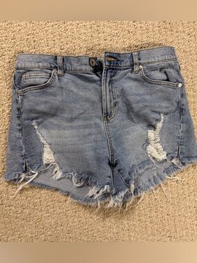 Kendall & Kylie Light Blue Distressed Denim Cutoff Shorts